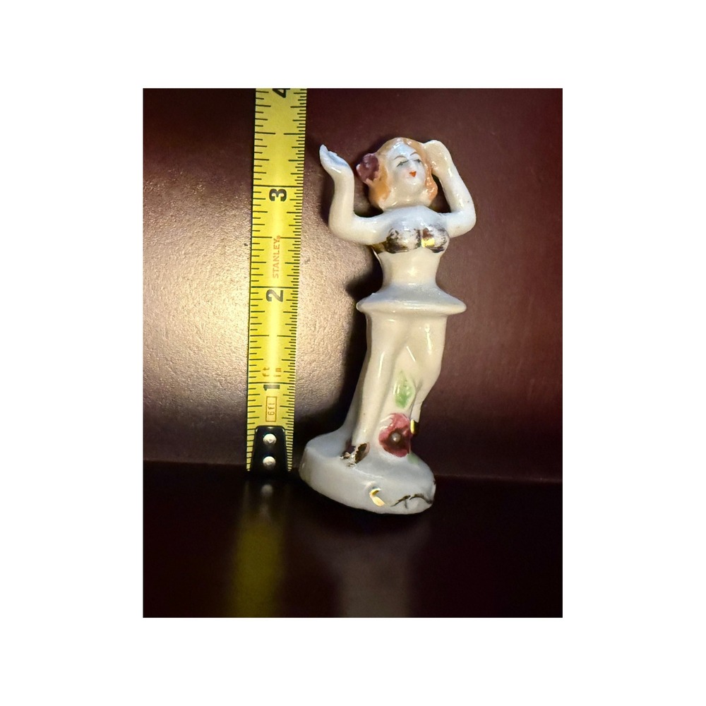 Vintage Hand‎ Painted Porcelain Ballerina Figurine Gold Gilt Miniature Dancer - Picture 6 of 10
